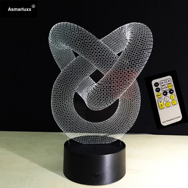 Decoração de Parede Controle Remoto Toque Cores Amor nó 3d Night Light Criativo Acrílico Ilusão Lâmpada Mesa Usb ou 7 9 Controle remoto ou toque 7 cores amor