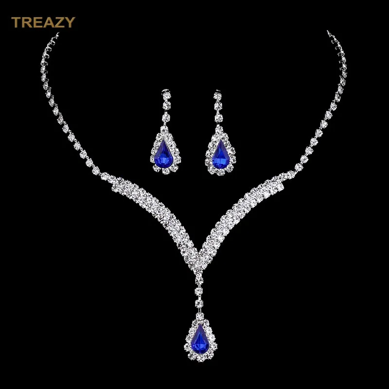 Комплект из колье и серёг с кристаллами|crystal bridal jewelry set|jewelry sets for womenwedding |