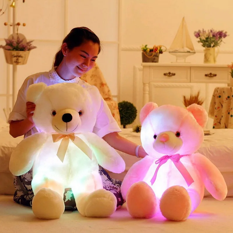 

Hot 2017 Creative Light Up LED Teddy Bear Children Stuffed Animals Plush Toy Colorful Glowing Teddy Bear Christmas Gift for Kids