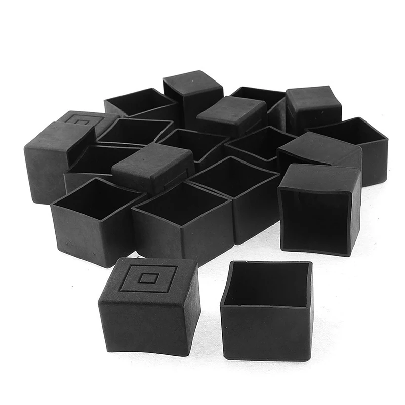 Square Furniture Table Chair Leg Foot Cover Cap 30mmx30mm 20pcs Black