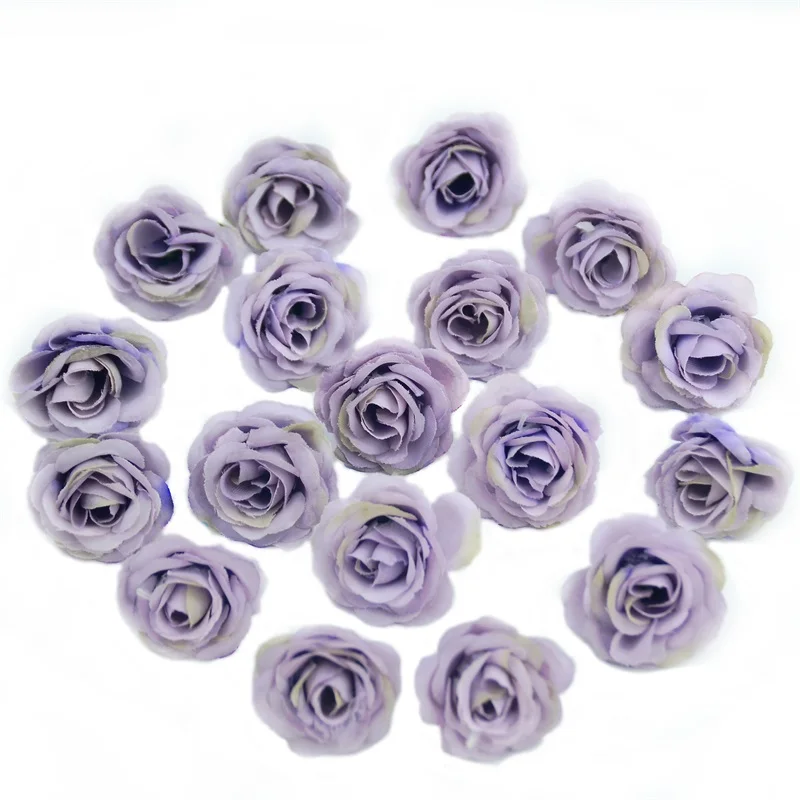 10 шт. 2,5 см мини шелковые искусственные розы, ткань для свадебной вечеринки, украшения дома, комнаты, аксессуары для платья, искусственные цветы - Цвет: Light purple