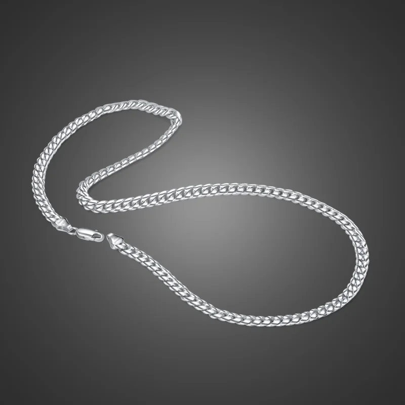 

6MM Wide Punk 925 Sterling Silver Curb Cuban Necklaces For Men Women Link Chain Cuban Chain Chokers Solid Metal Jewelry 18-22 in