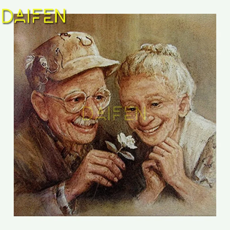 

DIY 3D Diamond painting Cross stitch Full Round Diamond mosaic Full Square Diamond embroidery old Couple smile small flower love