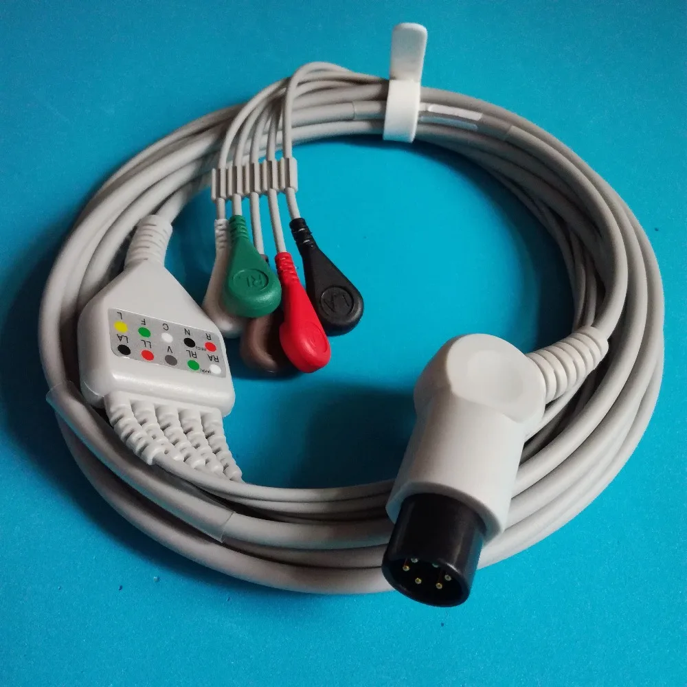 

One-piece ECG cable with 5leads SNAP compatible for Contec CMS5000 CMS5100 CMS6000 CMS7000 CMS8000 CMS9000