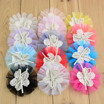 

30pcs/Lot 7.5cm New Multicolor Mesh Bow Fabric Flower for Baby Girl Hair Band Corsage Wedding Dress Hat Shoes Embellishment