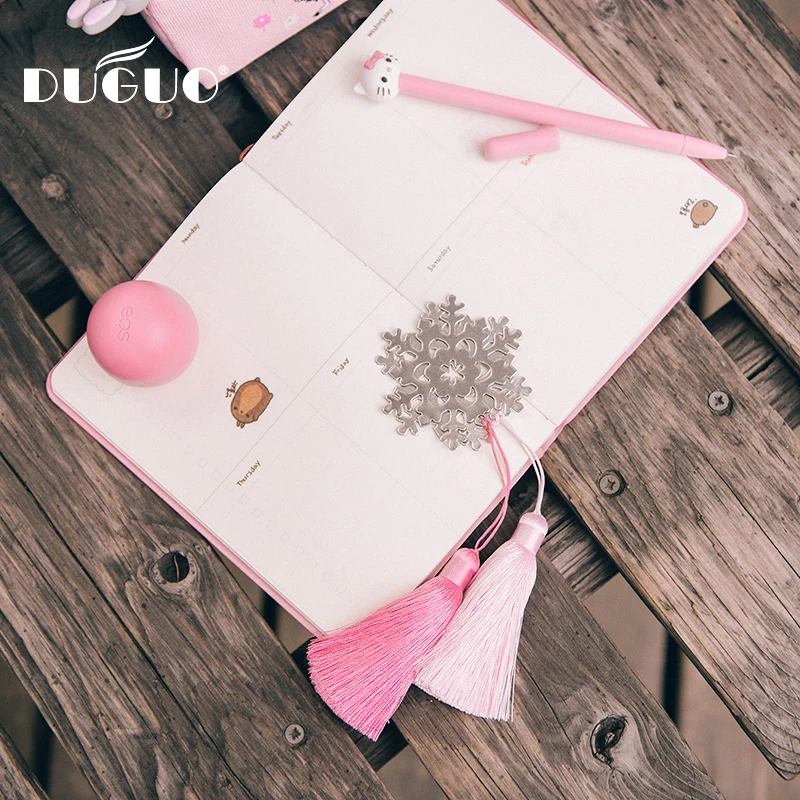 DUGUO милые канцелярские принадлежности Изысканная металлическая Снежинка кисточки закладки ручной импорт кисточкой кавайные канцелярские принадлежности изысканный подарок