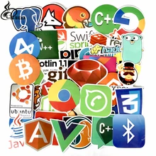 50 Pcs Internet Java JS Php Html Cloud Docker Bitcoin Programming Language APP Logo Cool Stickers for Laptop Car DIY Stickers
