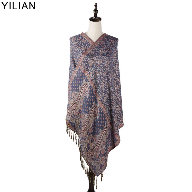 0,23 кг бренд Yilian принт Пейсли Ретро Персидский Узор шаль женский осенний и зимний модный шарф из хлопка для леди LL002
