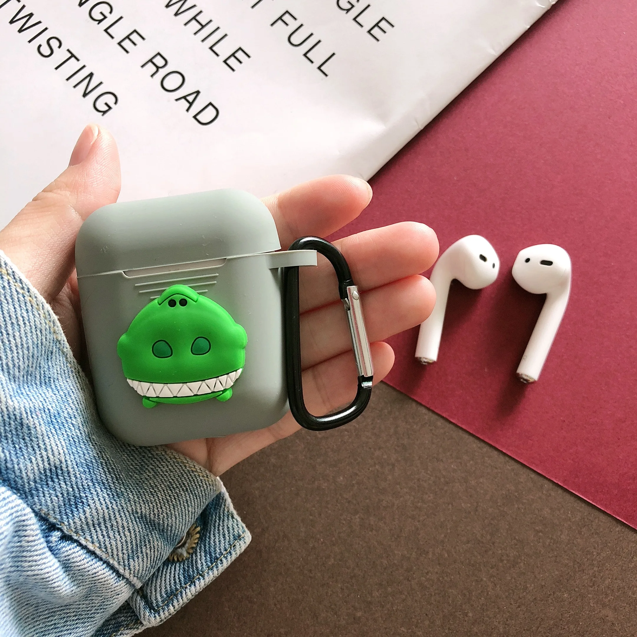 Милый мультфильм анпанман байкинман чехол для Apple Airpods Улица Сезам Элмо Рекс Зеленый Динозавр Kawaii силиконовый чехол AirPods2