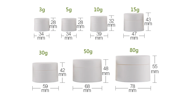 36 шт., 3 г, 5 г, 10 г, 15 г, 30 г, матовый белый пустой пластиковый контейнер для крема, рассыпчатая пудра, пластиковые баночки, упаковочные контейнеры для косметики