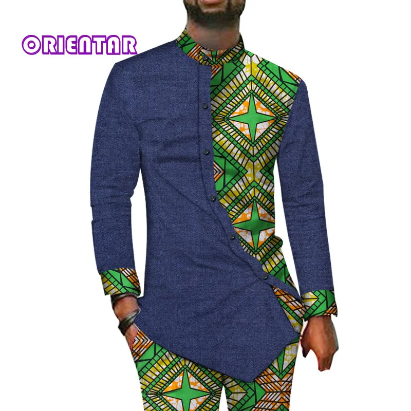 Африканский мужской костюм рубашка с длинными рукавами и брюки набор в африканском стиле куртка с принтом брюки Бизнес официальная