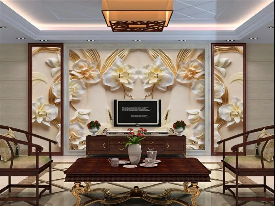 Beibehang обои 3d фреска на заказ гостиная спальня украшения дома 3D фаленопсис рельеф песчаник тиснением обои