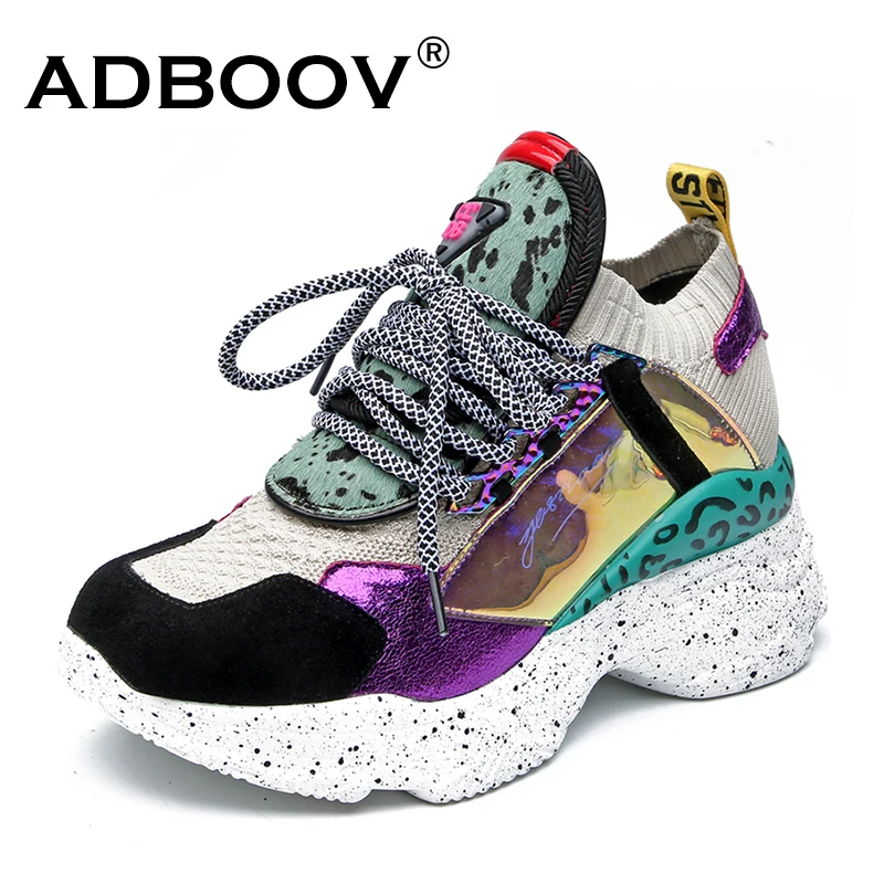 ADBOOV/новые женские кроссовки на массивном каблуке модная женская обувь из