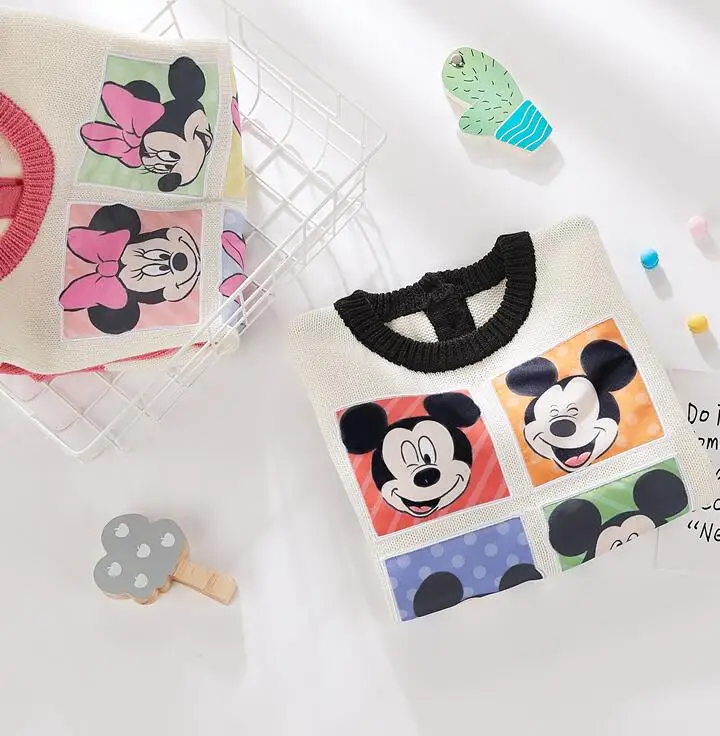 

New Children Baby Sweet Cartoon Sweater, Baby Girls Cute Pink Black Knitting Pullovers 5 pieces/lot, Wholesale Free Shipping
