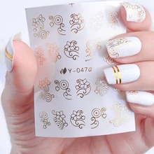 1 лист Золотой/Серебряный/черный бронзирующий блестящий дизайн ногтей переводная водопроводная наклейка клейкая водная наклейка полный дизайн ногтей стикер попробуйте