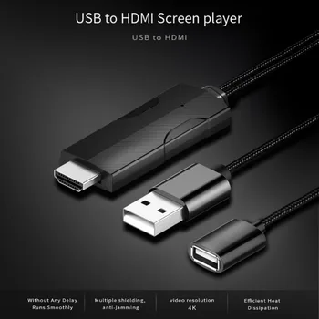 

USB to HDMI Cable Wired Screen Converter Player 4K High Definition Plug-and-play Adapter Connector for Android for Lightning