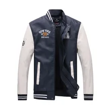 Высококачественная Мужская зимняя куртка из искусственной кожи в английском стиле, бейсбольная куртка