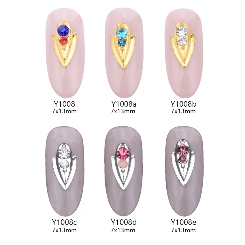 

10pcs metal nail art sticker for nail art decoration 3d nail jewelry design match with nail gel accessories Y1008