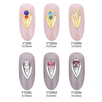 

10pcs metal nail art sticker for nail art decoration 3d nail jewelry design match with nail gel accessories Y1008