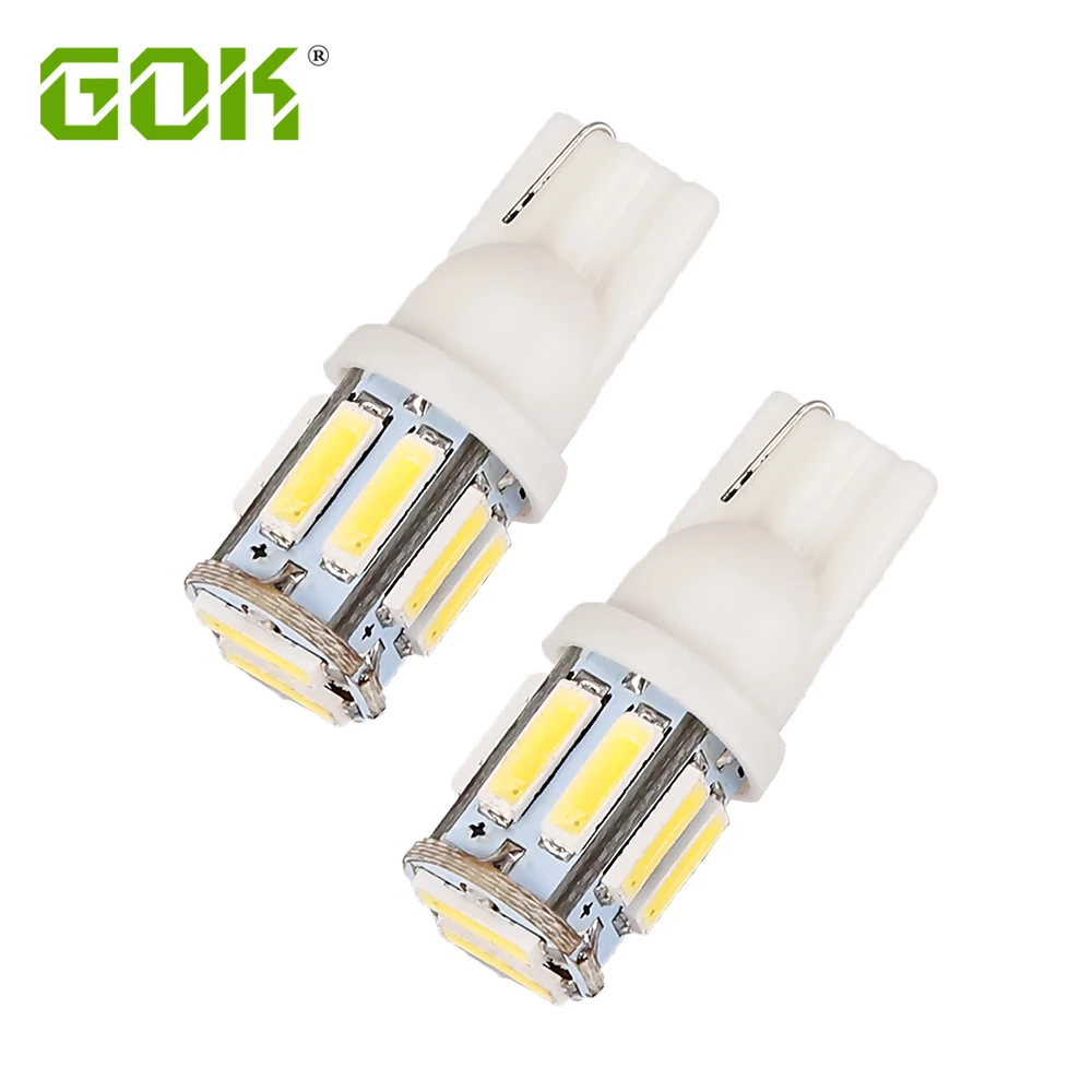 500 шт. t10 светодиодный Белый свет T10 10 SMD 168 194 W5W светодиодный 194 168 t10 10SMD 7020 светодиодный клин лампа DC12V для автомобиля света