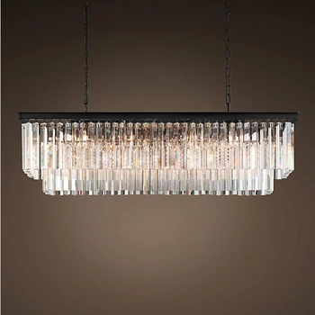 

Modern Crystal Chandeliers Lamp Rectangular Creative Personality Dining Room Lamp Bar Chandeliers lighting