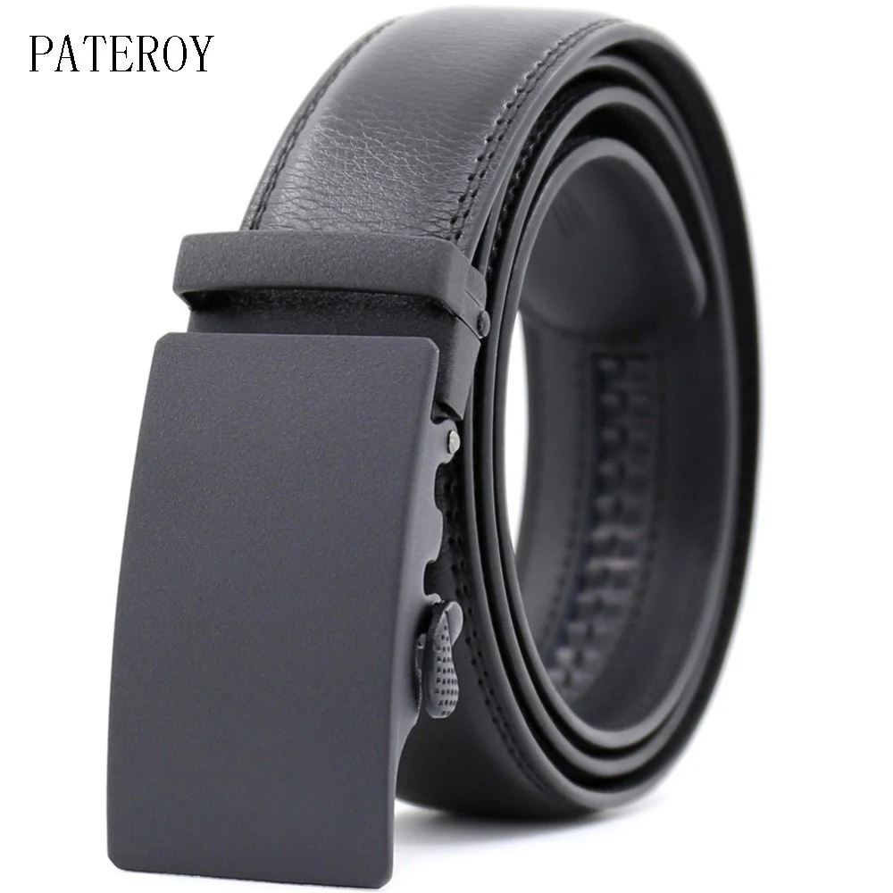Men Luxury Fashion Leather Ratchet Automatic Buckle Belt