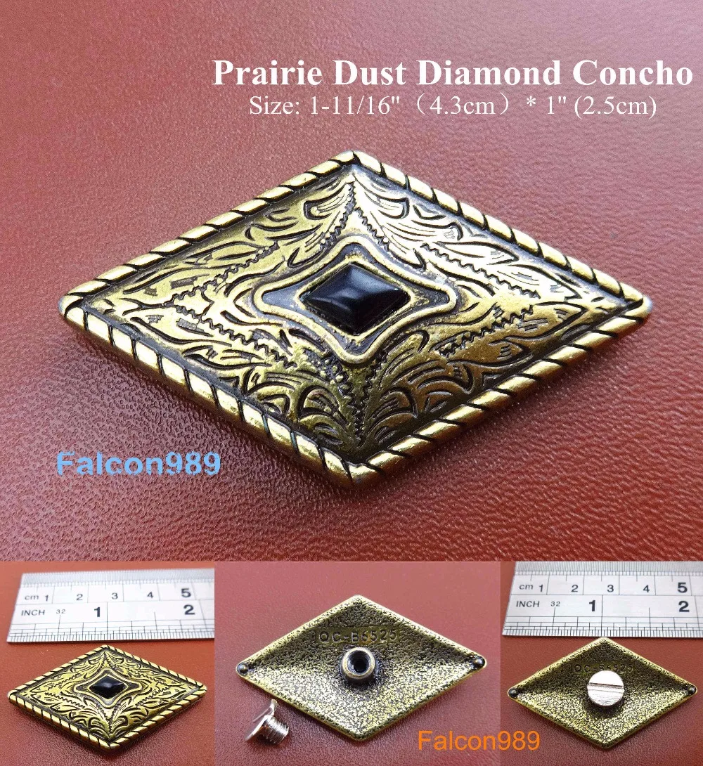 KB303) 6 шт. античная латунь Западная Prairie пыли Diamond Conchos 1-11/1" x1" кожа Ремесло Кнопка Набор инструментов-Вышивание шить