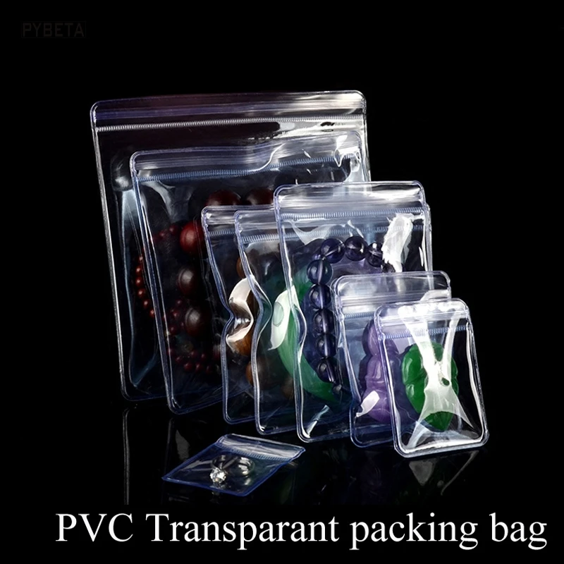 0.48 мм прозрачный ПВХ упаковка пакет Пластик сумки мешки для хранения ювелирных изделий антиокислительное Zip закрывающийся