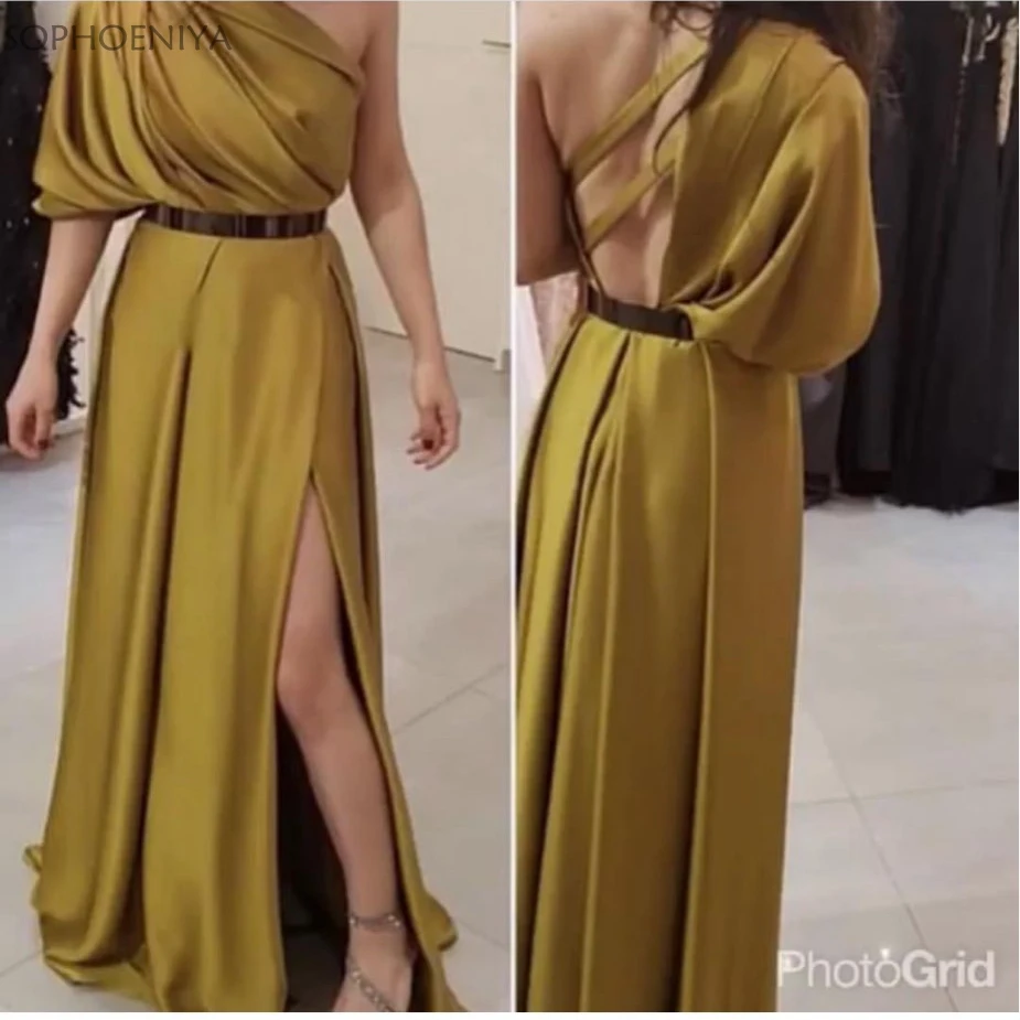 New Arrival One Shoulder Evening Dress 2022 Abiye Gece Elbisesi Gold ...