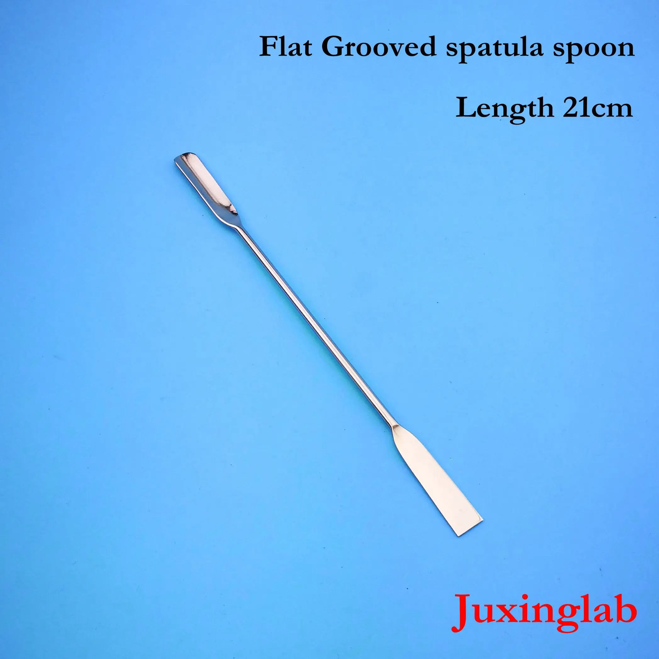 

laboratory stainless steel micro double spatula length 210mm flat grooved spoon spatula length 21cm