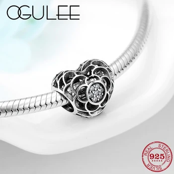 

Hollow out Flower Heart Beads charms 925 Sterling Silver women Accessories Fit Original Pandora Charm Bracelet Jewelry making