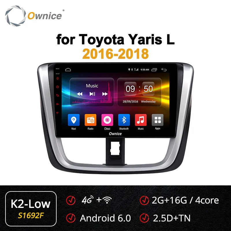 Ownice K1 K2 K3 K5 K6 2Din Android 9,0 авто радио dvd-плеер для Toyota Yaris L- аудио 360 панорама DSP 4G LTE - Цвет: S1692 K2-Low