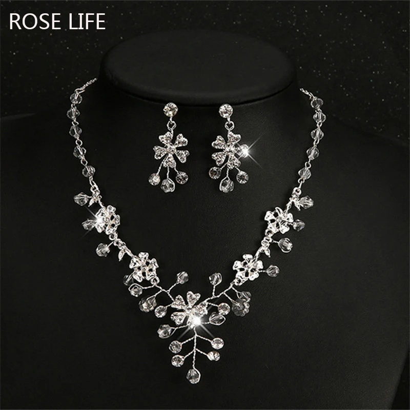 ROSE LIFE 2016 Fashion Alloy Necklaces Earrings Rhinestone Wedding