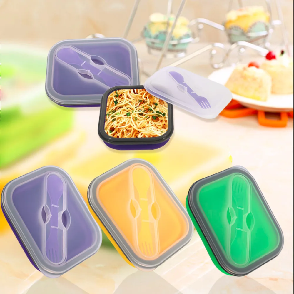 Foldable XF9112 L1 Safety Silicone Lunchbox Children Kid Picnic Food