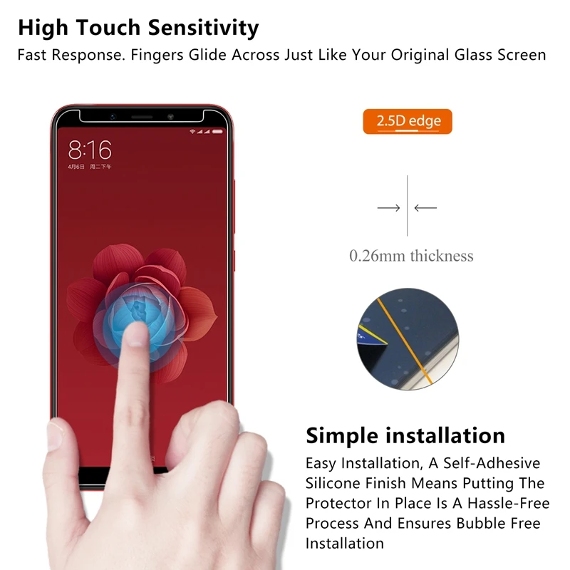2x для Xiaomi MiA2 Mi A2 6X Закаленное стекло Защитная пленка экрана|Защитные стёкла и