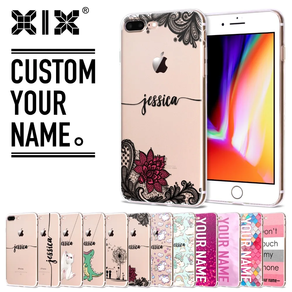 

XIX DIY Name Custom Case for iPhone 5 5S 6 6S 7 8 Plus X Customized Soft TPU Cover for Samsung S7 S8 S9 Huawei P9 P10 P20 Lite