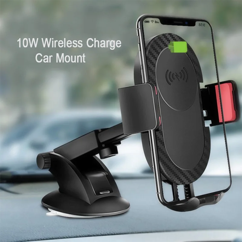 Wireless Car Charger 10W Fast Wireless Charger Windshield Bracket Phone Holder for iPhone X 8 XR XS MAX Samsung Galaxy S9 Note 8