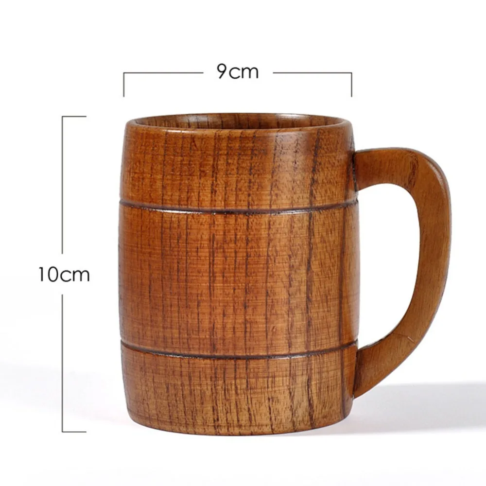 Природы 400 мл Дерево ююба Чай чашка с ручкой пиво кофе воды деревянная чашка теплозащитные вечерние Питьевая Посуда