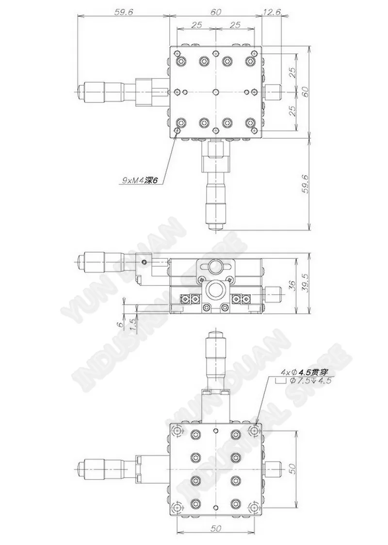 60*60 мм ось XY 2," микрометр станция ручное смещение платформа направляющая с поперечным роликом линейный этап раздвижной стол LY60-C
