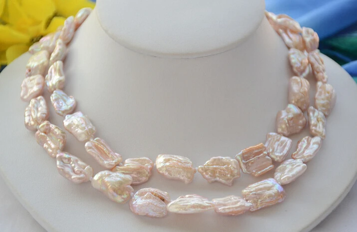 

Hot sale Az6262 26mm LAVENDER BAROQUE KESHI dens REBORN PEARL NECKLACE 32inch a