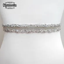 Kyunovia с украшением в виде кристаллов Свадебные ремни атласная свадьбное платье со стразами Пояс аксессуары для свадьбы свадебный ленточный пояс D94