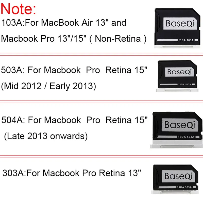 Устройство для чтения карт Micro SD BaseQi NinjaDrive 504A MacBook Pro Retina 15 дюймов/Mid 2014 2015/Late 2013/Metal
