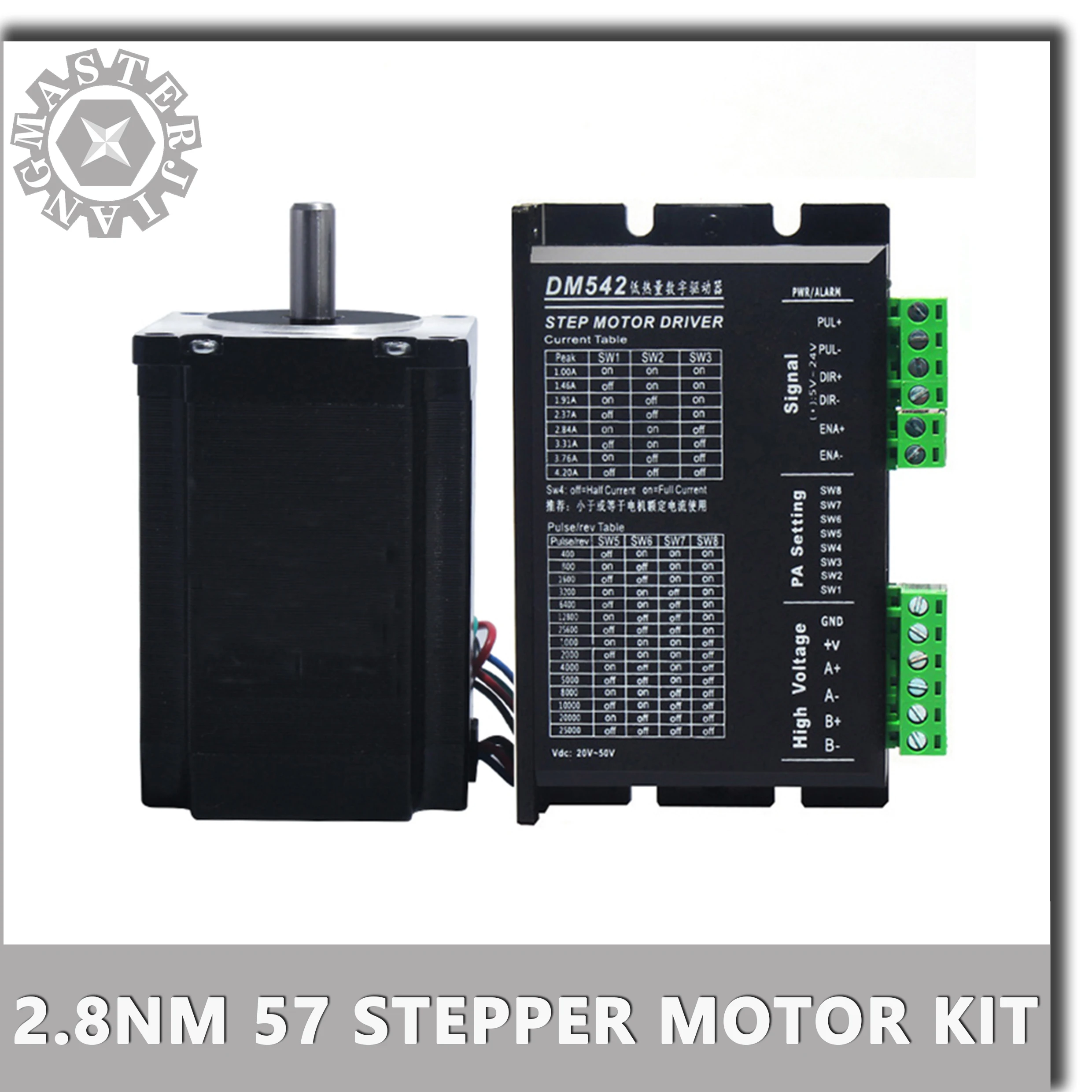 2.8Nm 57BYG250H 2-фазный шаговый двигатель+ Nema 23 обновления TB6600/DM542 Драйвер шагового двигателя для ЧПУ 3D принтер