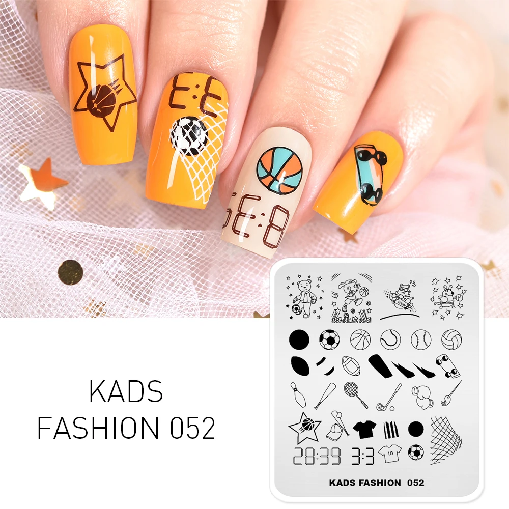 

New Arrival Nail Stamping Plates Fashion Series Nail Art Template Stamp Nail Design Sports Image Plate Stencils For Nails Tool