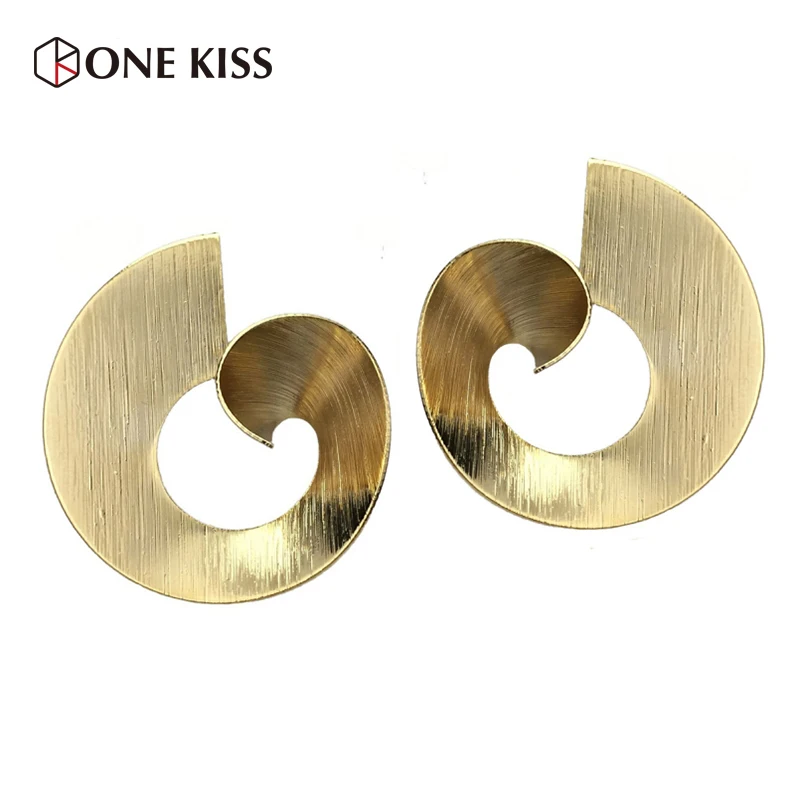 

New Fashion Metal Vortex Stud Earring for Women Shiny Round Geometric Gold & Silver Color Small Earring Punk Bijoux Jewelry Gift