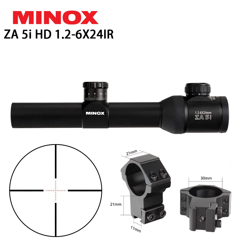 MINOX ZA 5i HD 1,2-6X24 ИК компактный охотничий прицел стекло травленая светящаяся сетка длинный глаз рельеф прицел оптические прицелы - Цвет: with Dovetail Rings