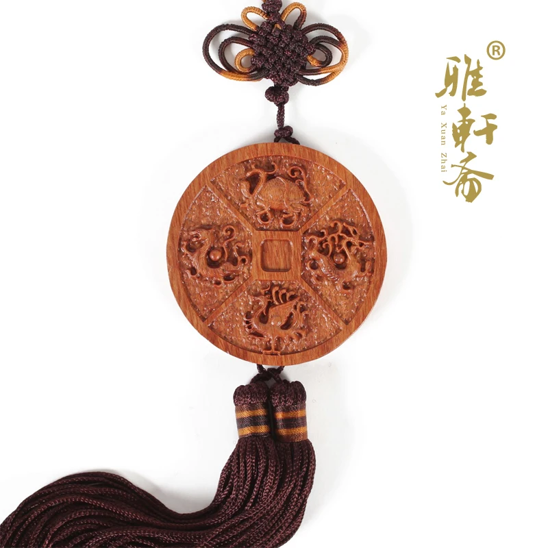 

The car of natural wood mahogany wood carved pendant pendant qualitative Sishen peace car hanging light body