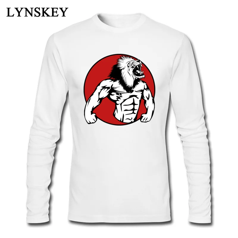 3D Printed Tops Tees Company O Neck Long Sleeve Iron Lion 100% Cotton Men T-Shirt Summer Fall Tee Shirts Top Quality Iron Lion white