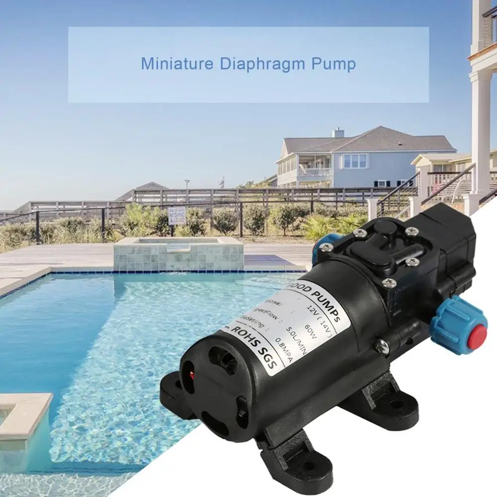

12V60W 130Psi 5L/Min 12V Dc 60W Automatic Pressure Switch Type With Cooling Fan Pressure Micro Diaphragm Water Pump