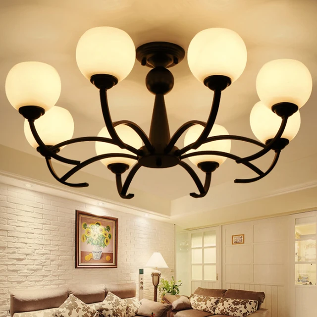 Modern Black Metal Hanging Lamp E27 Nordic Rustic 8 Gl Ball Modern Black Metal Hanging Lamp E27 Nordic Rustic 8 Gl Ball Ceiling Light Home Lighting Fixtures For Living Room Bedroom C250